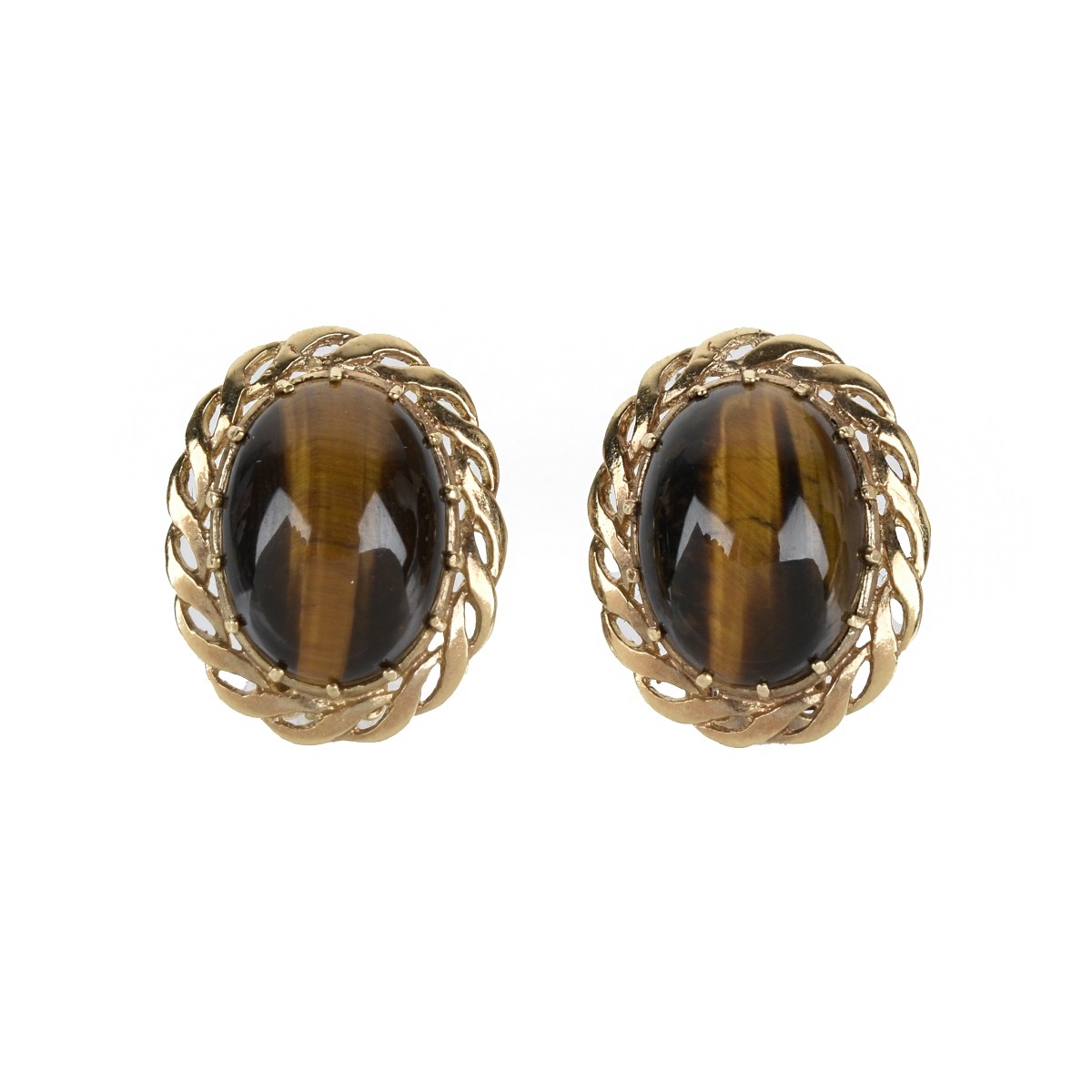 Tiger Eye and 14K Earrings