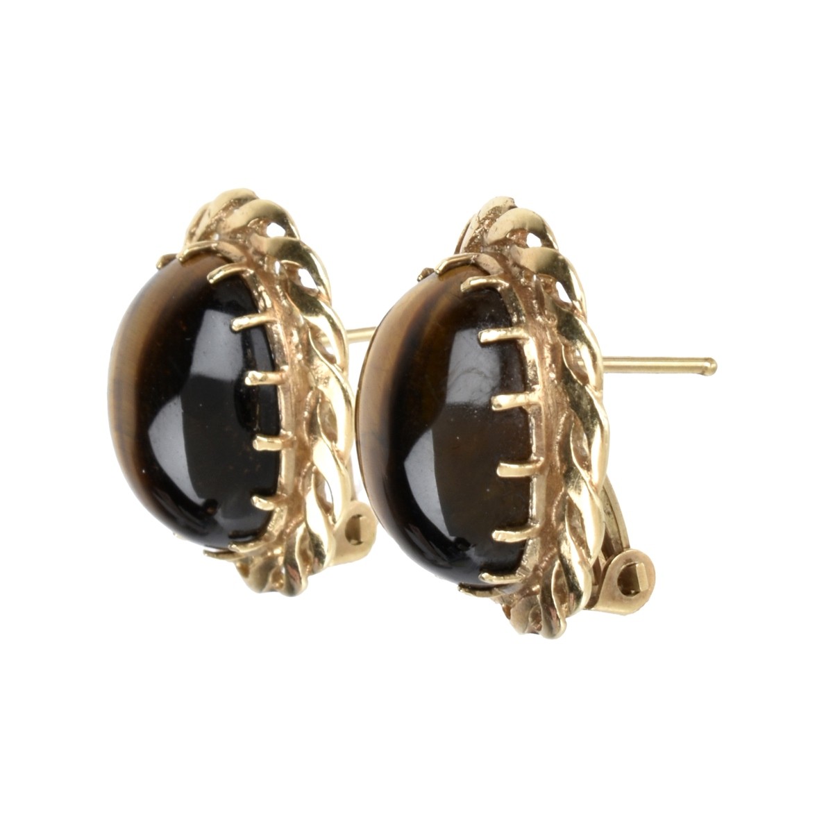 Tiger Eye and 14K Earrings