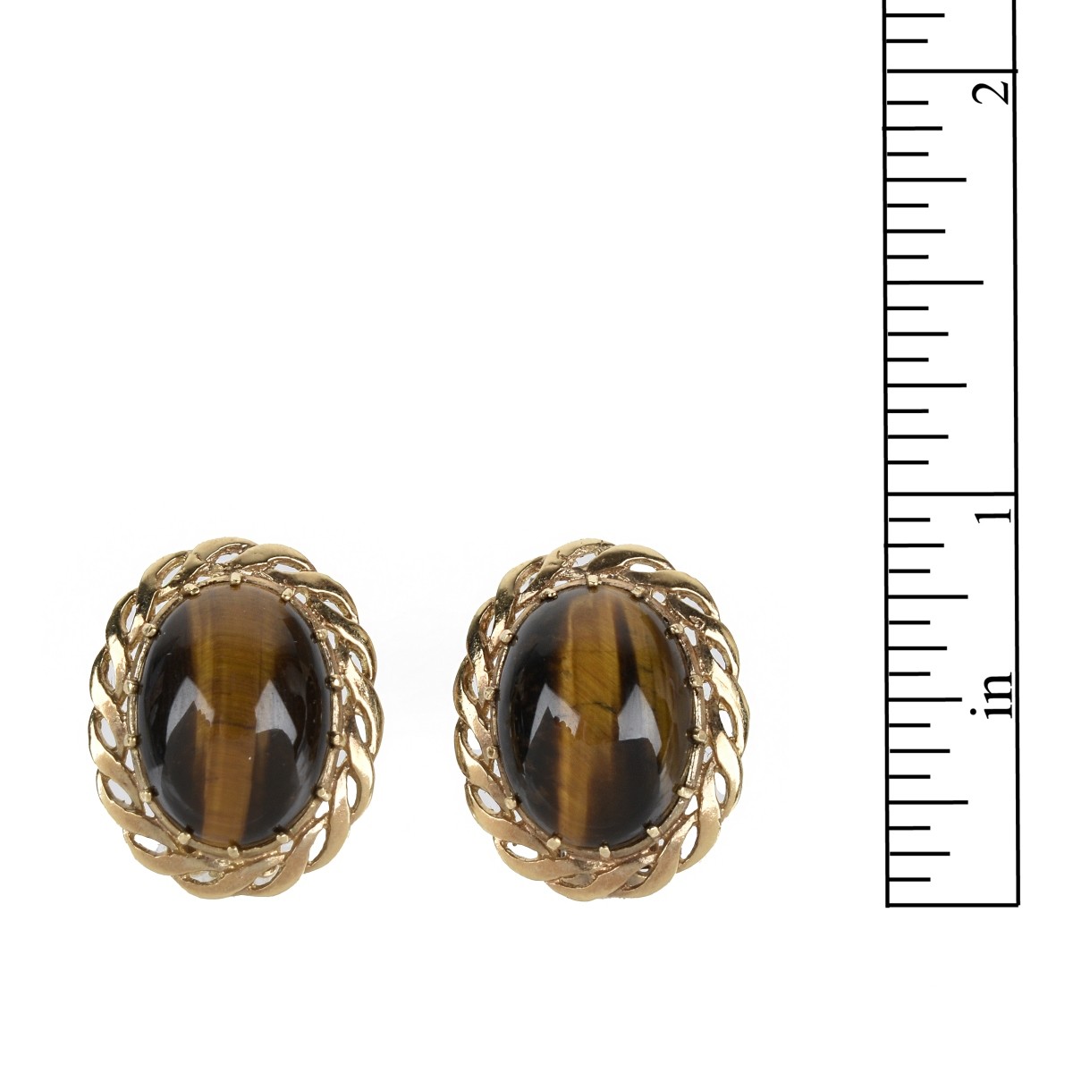 Tiger Eye and 14K Earrings