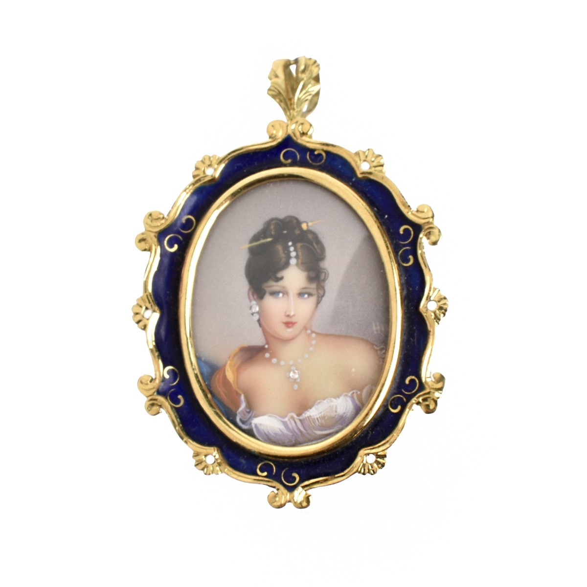 18K and Enamel Miniature Pendant