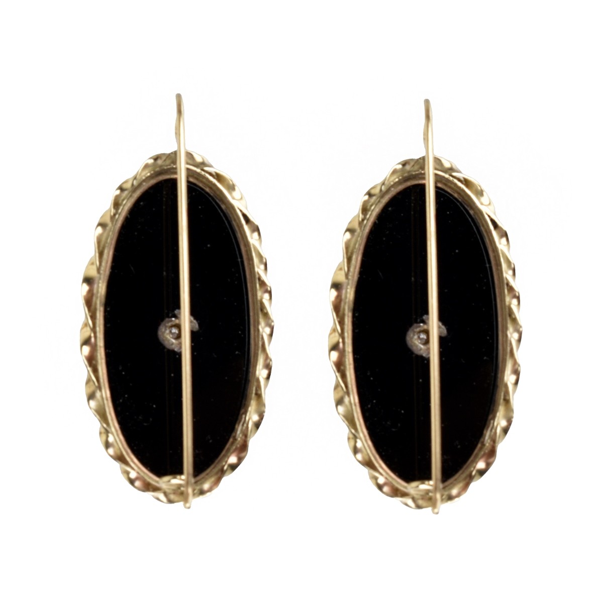 Diamond, Onyx and 14K Earrings