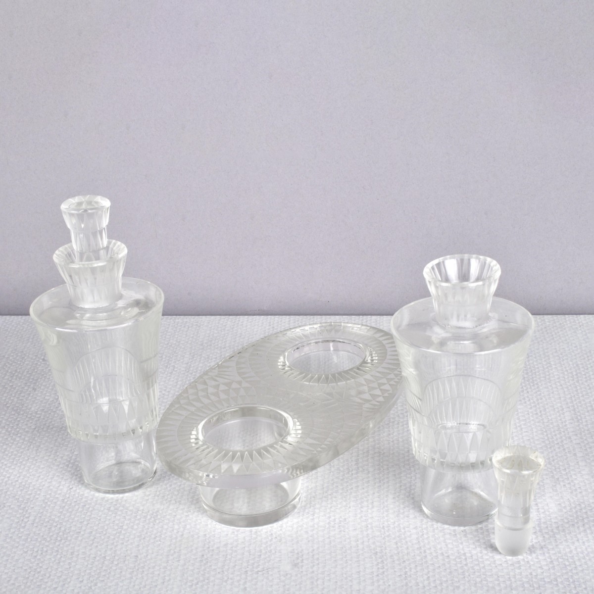 Rene Lalique "Bourgueil" Cruet Set