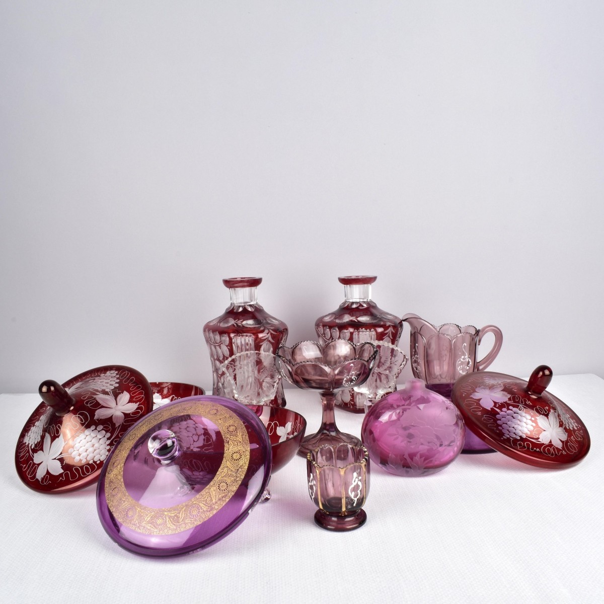 Antique Assortment of Cranberry Glass