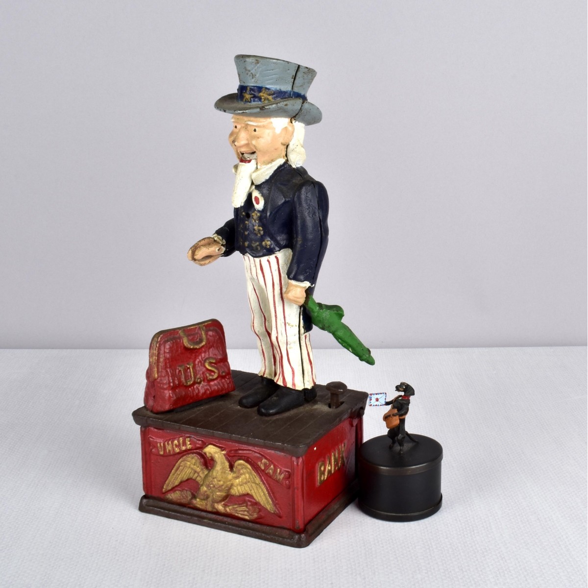 Cast Iron Uncle Sam Bank and Stamp Box