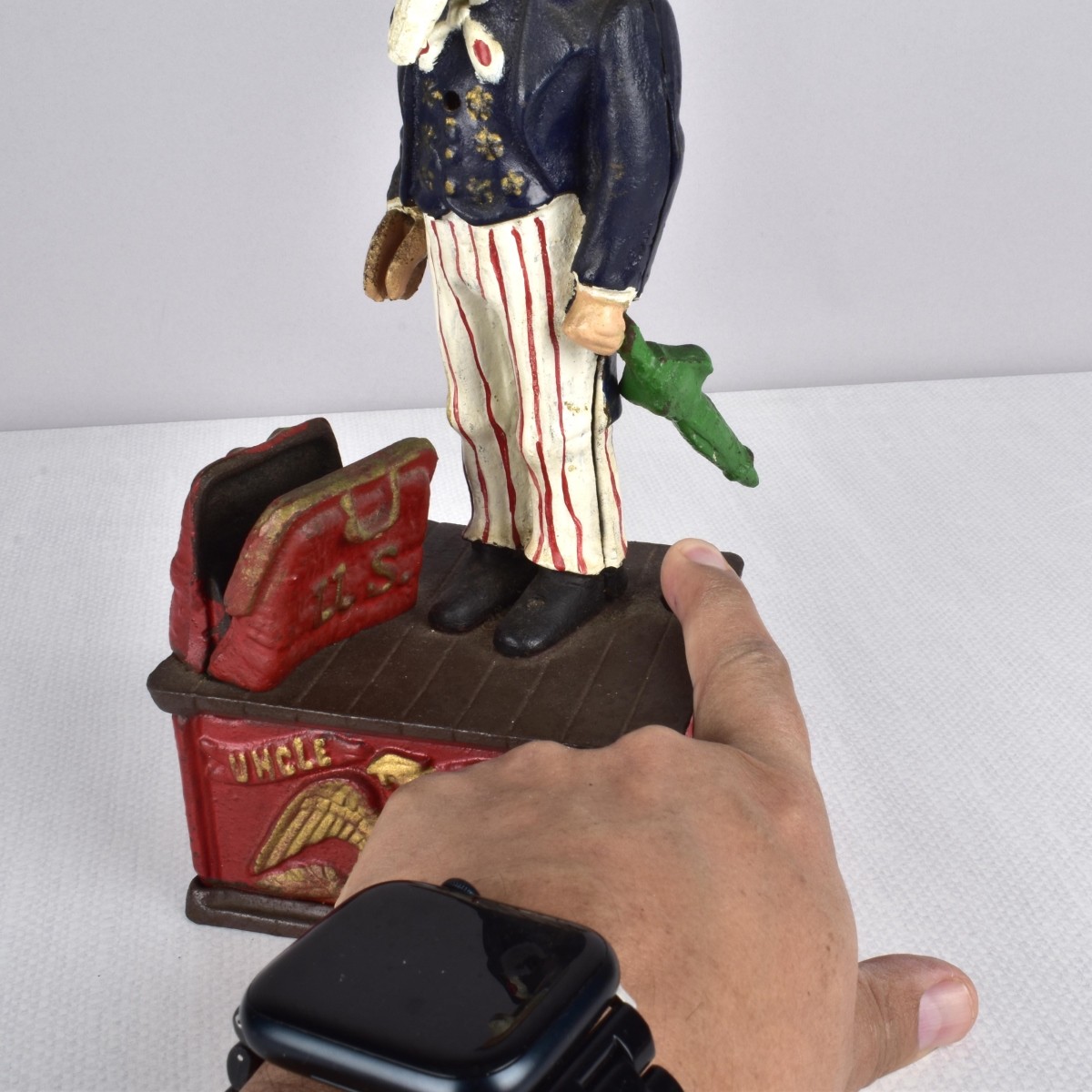 Cast Iron Uncle Sam Bank and Stamp Box