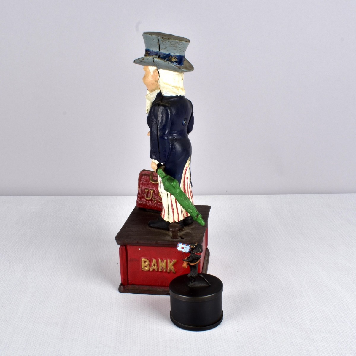 Cast Iron Uncle Sam Bank and Stamp Box