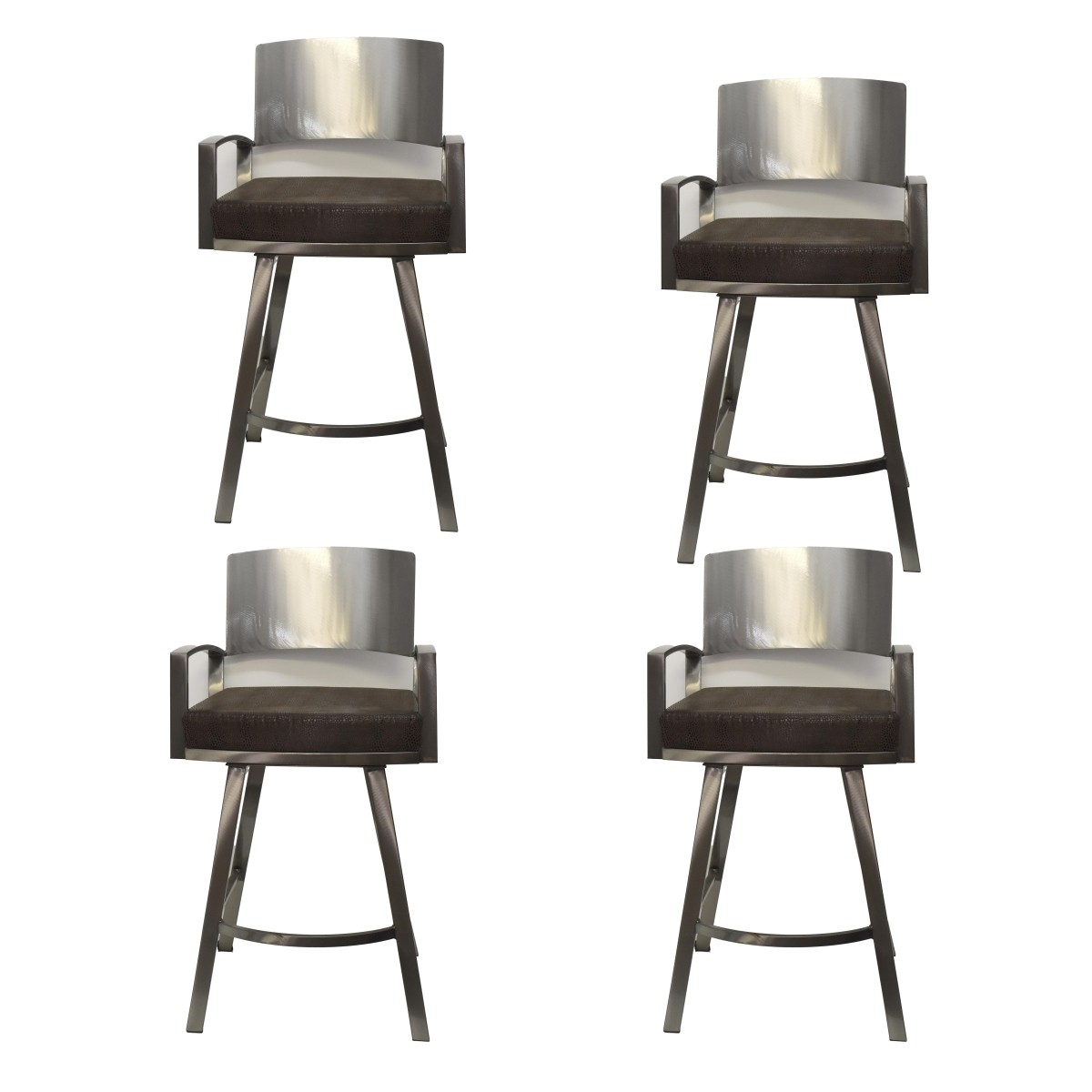 Vintage Brushed Stainless Steel Bar Stools