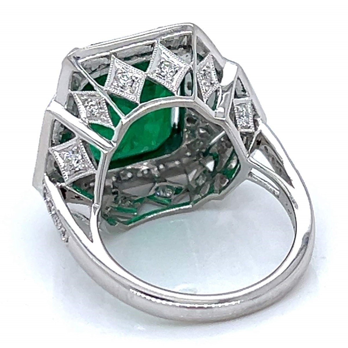 Emerald, Diamond and Platinum Ring