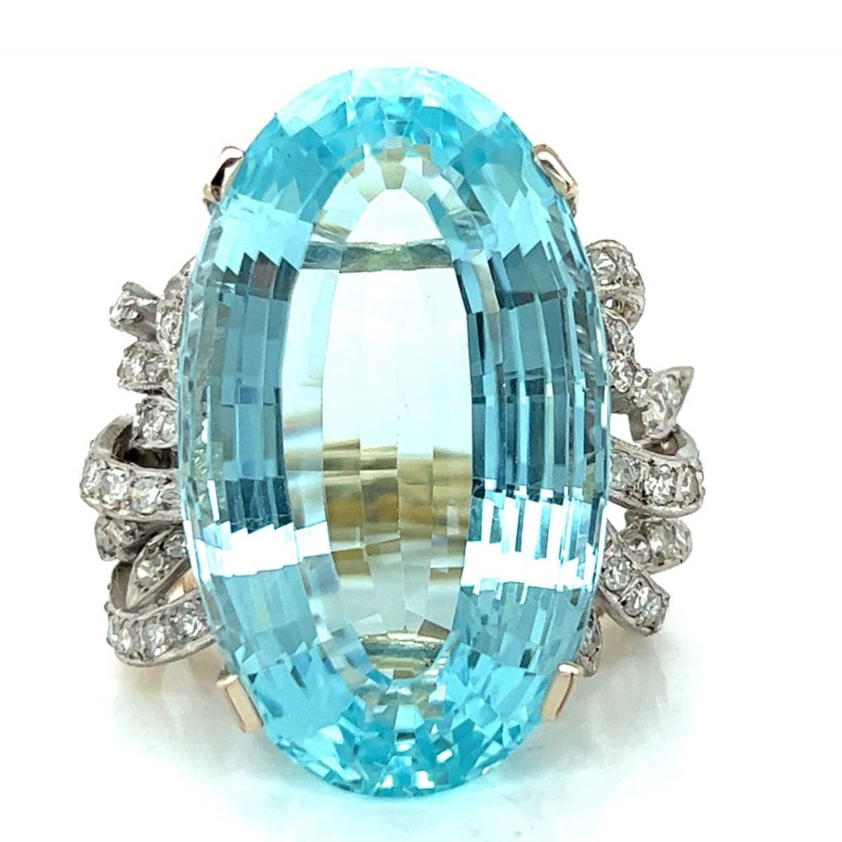 Aquamarine, Diamond and 18K Ring