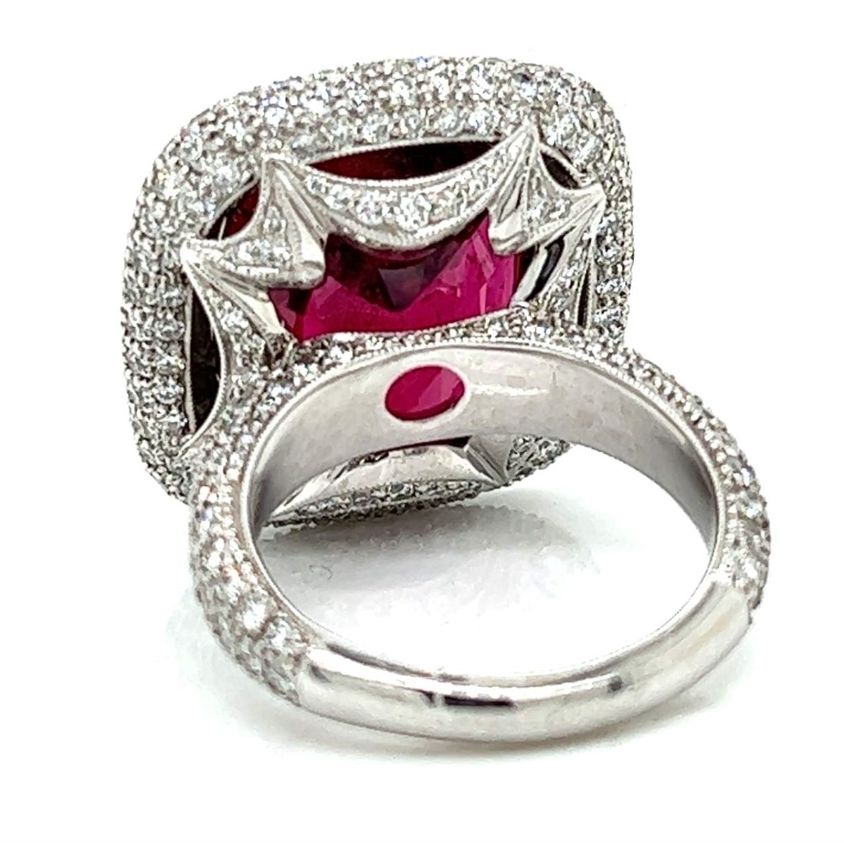 Rubelite, Diamond and Platinum Ring