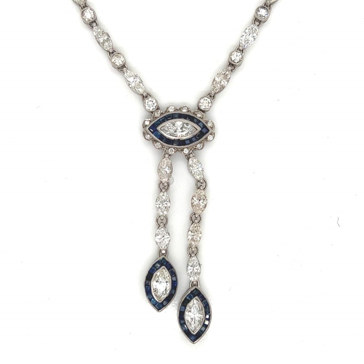 Diamond, Sapphire and Platinum Necklace