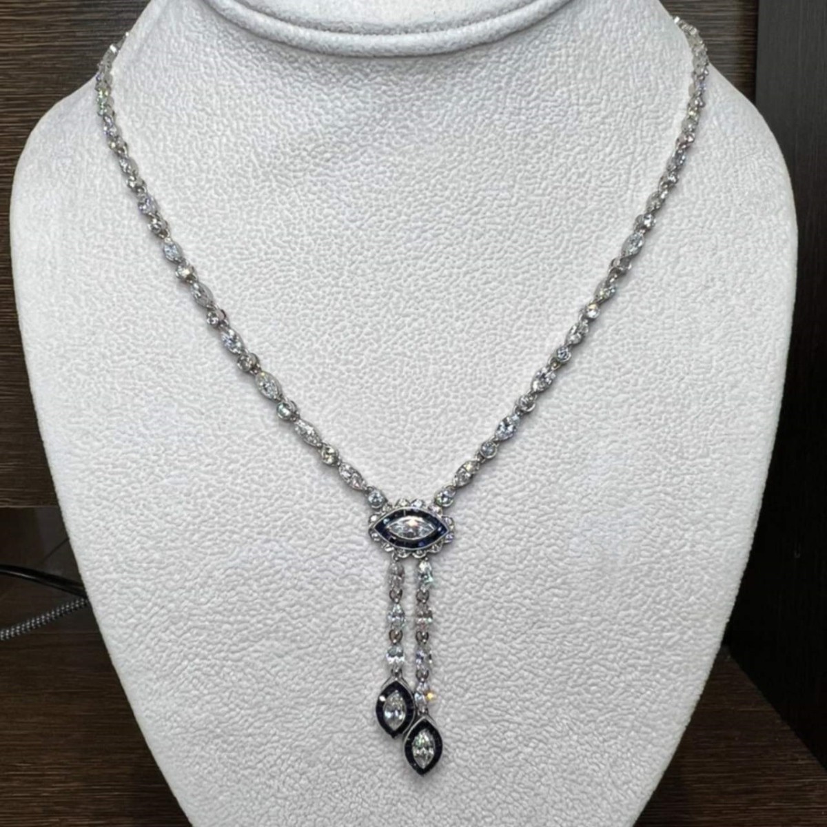 Diamond, Sapphire and Platinum Necklace