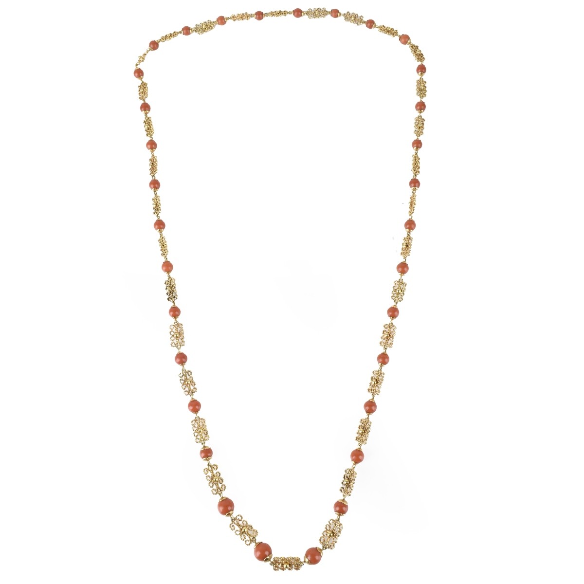 Red Coral and 18K Necklace