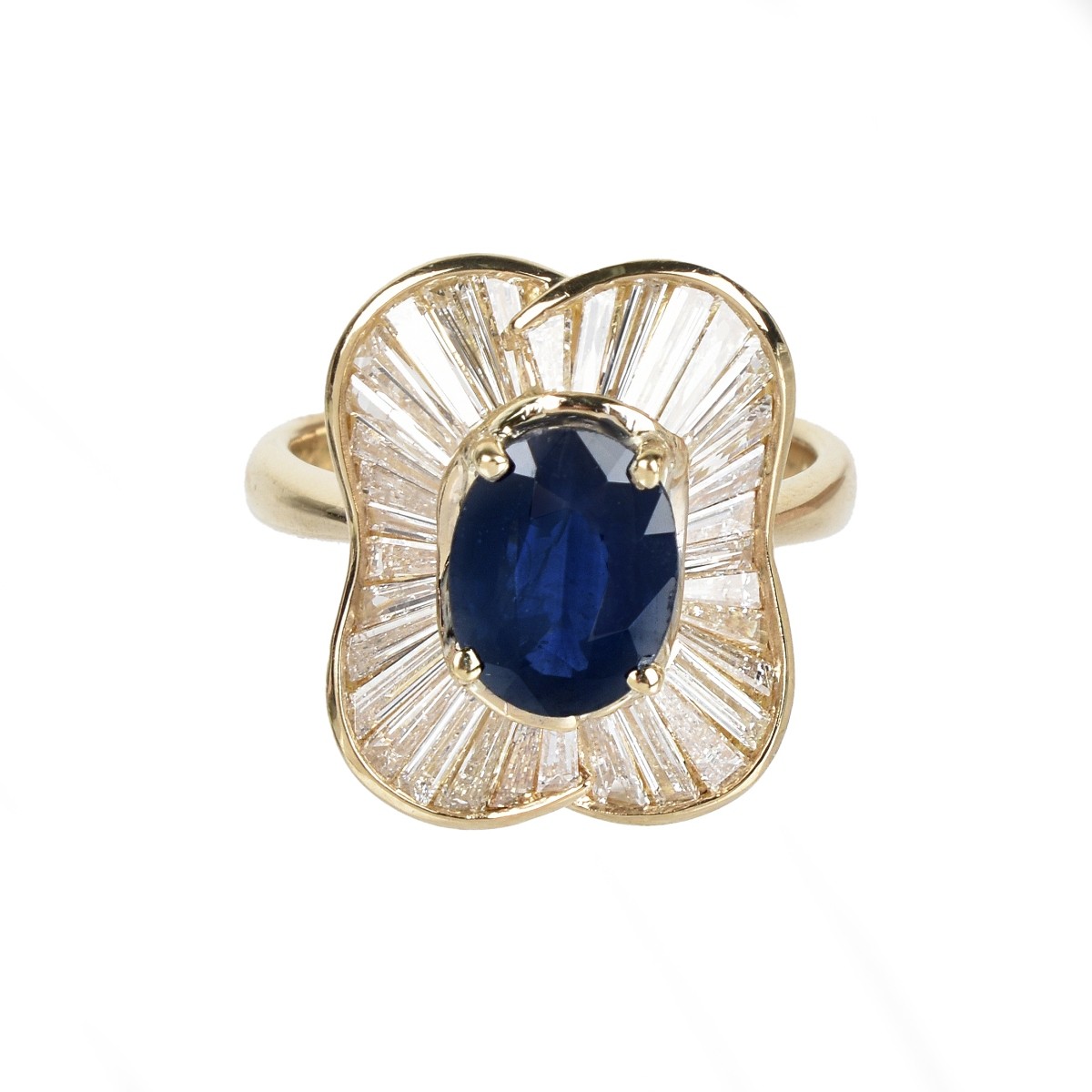 Sapphire, Diamond and 18K Ring