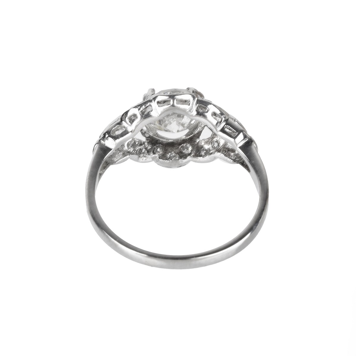 Deco Diamond and Platinum Ring