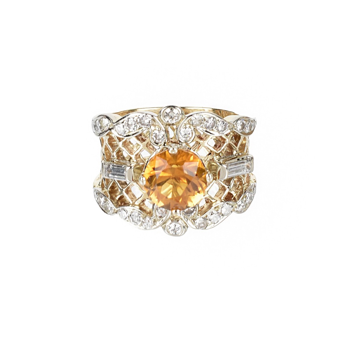 Citrine, Diamond and 14K Ring