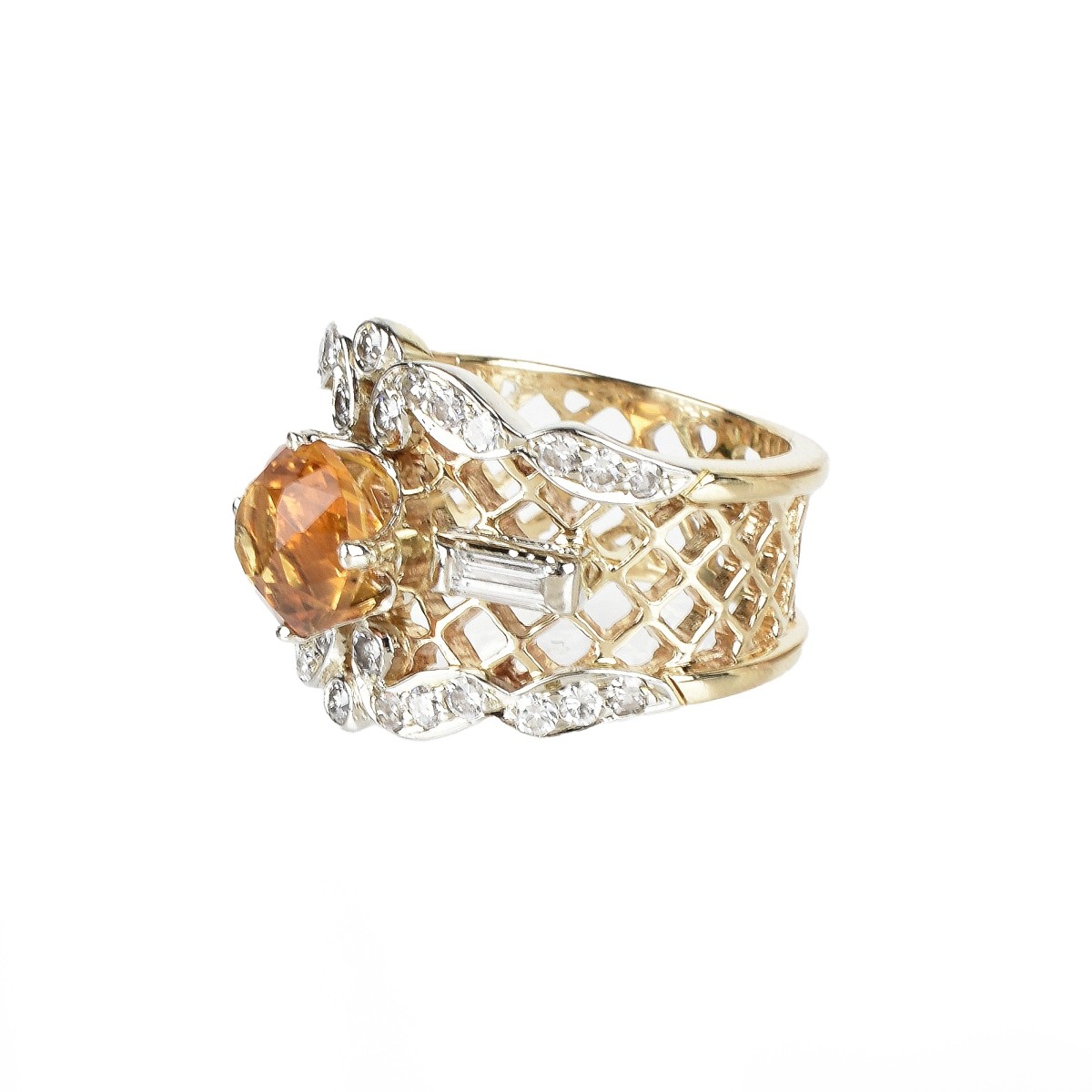 Citrine, Diamond and 14K Ring