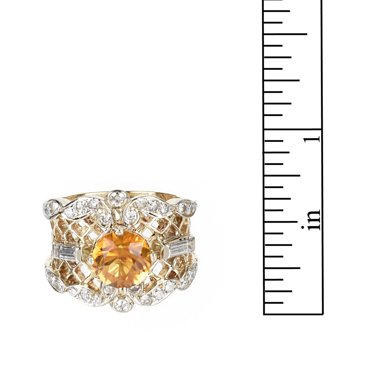 Citrine, Diamond and 14K Ring