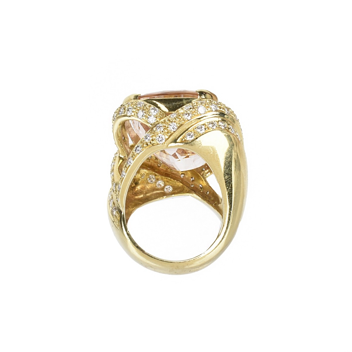 Kunzite, Diamond and 18K Gold Ring