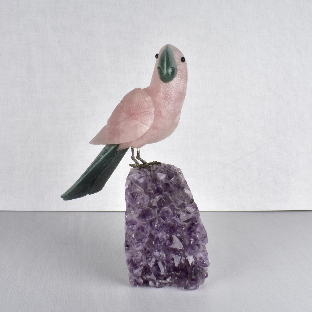 Carved Gemstone Parrot Figurine