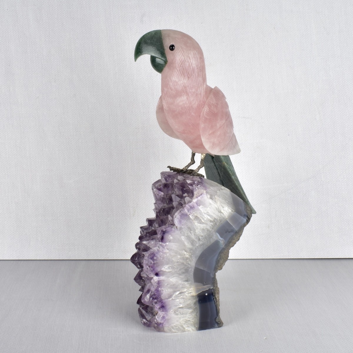 Carved Gemstone Parrot Figurine