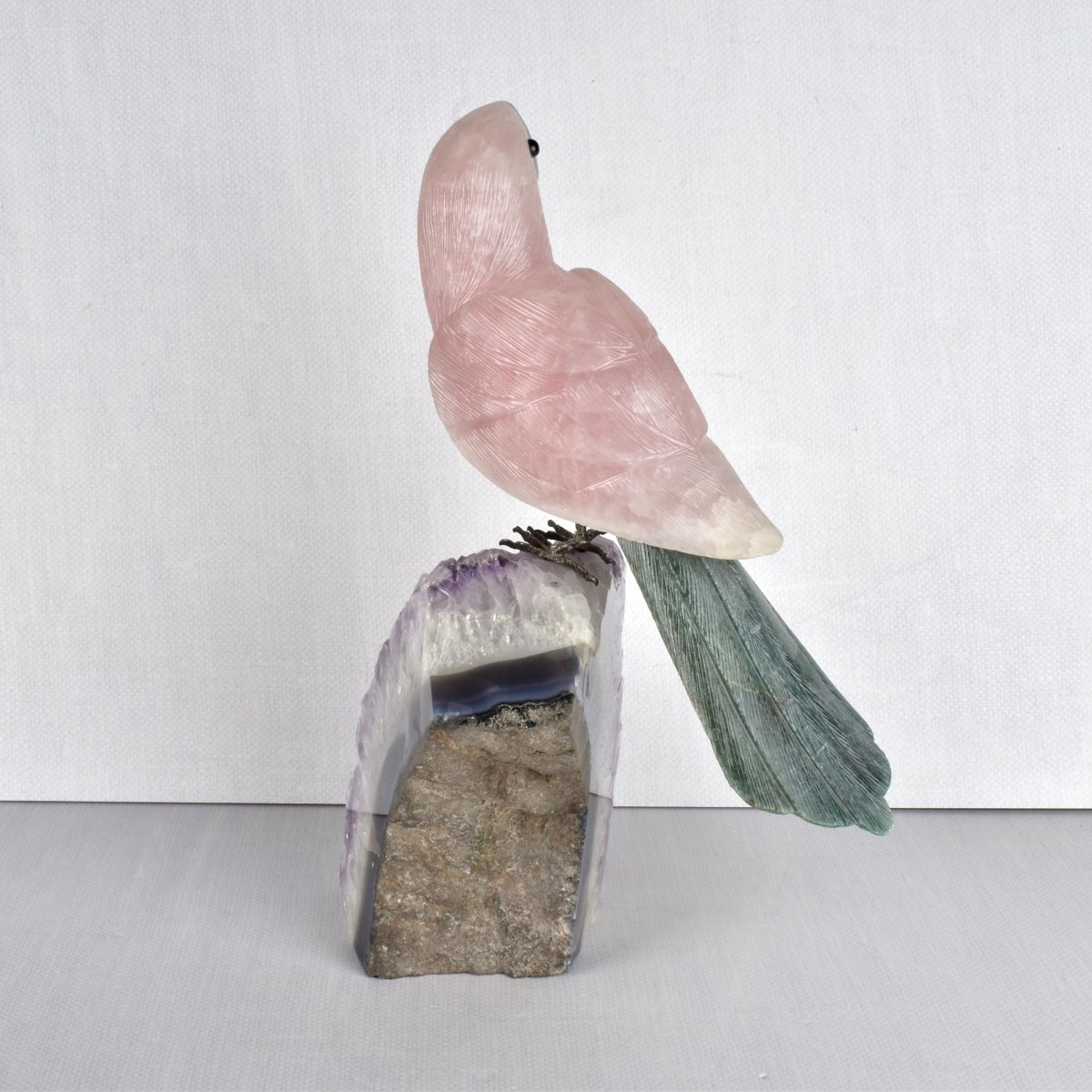 Carved Gemstone Parrot Figurine