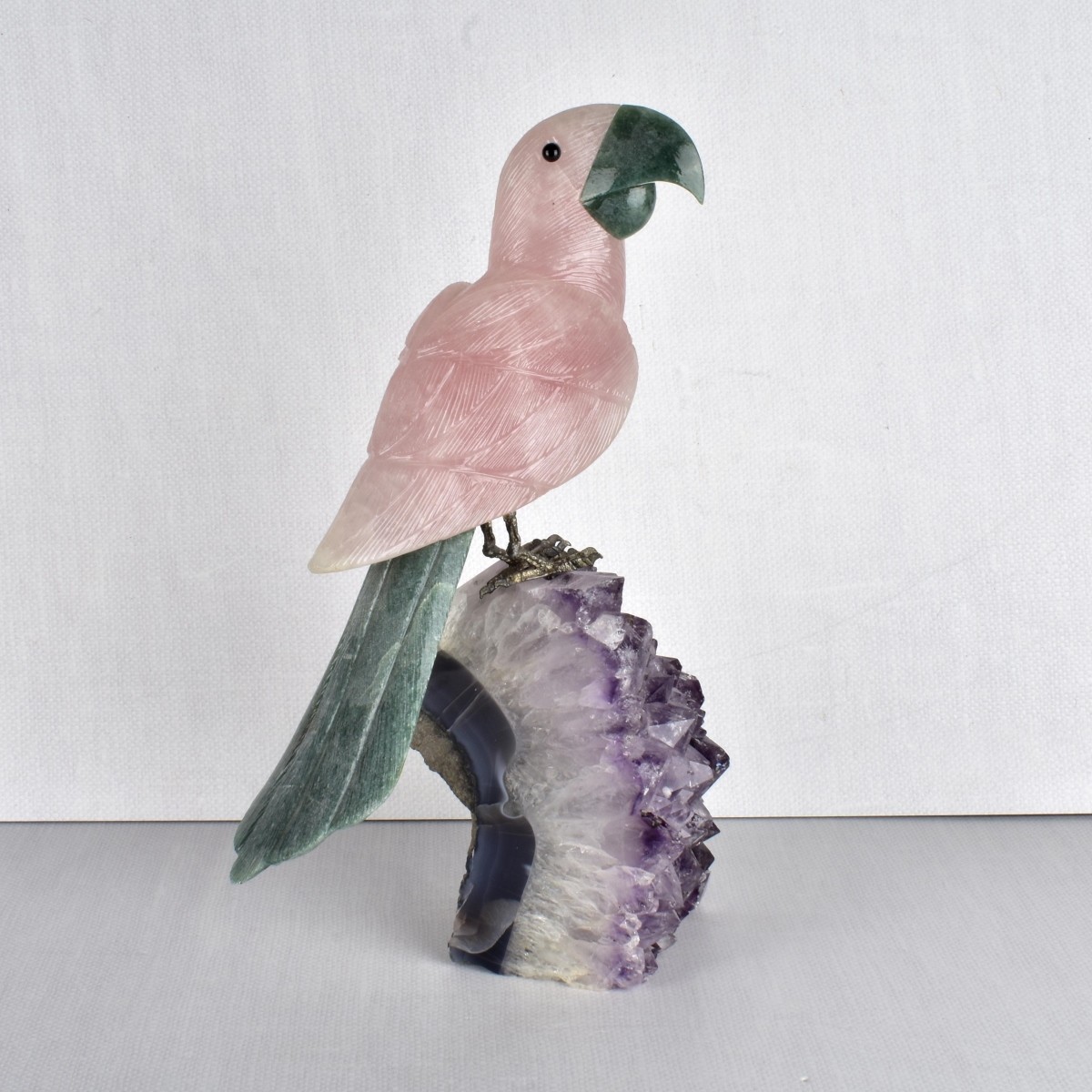 Carved Gemstone Parrot Figurine