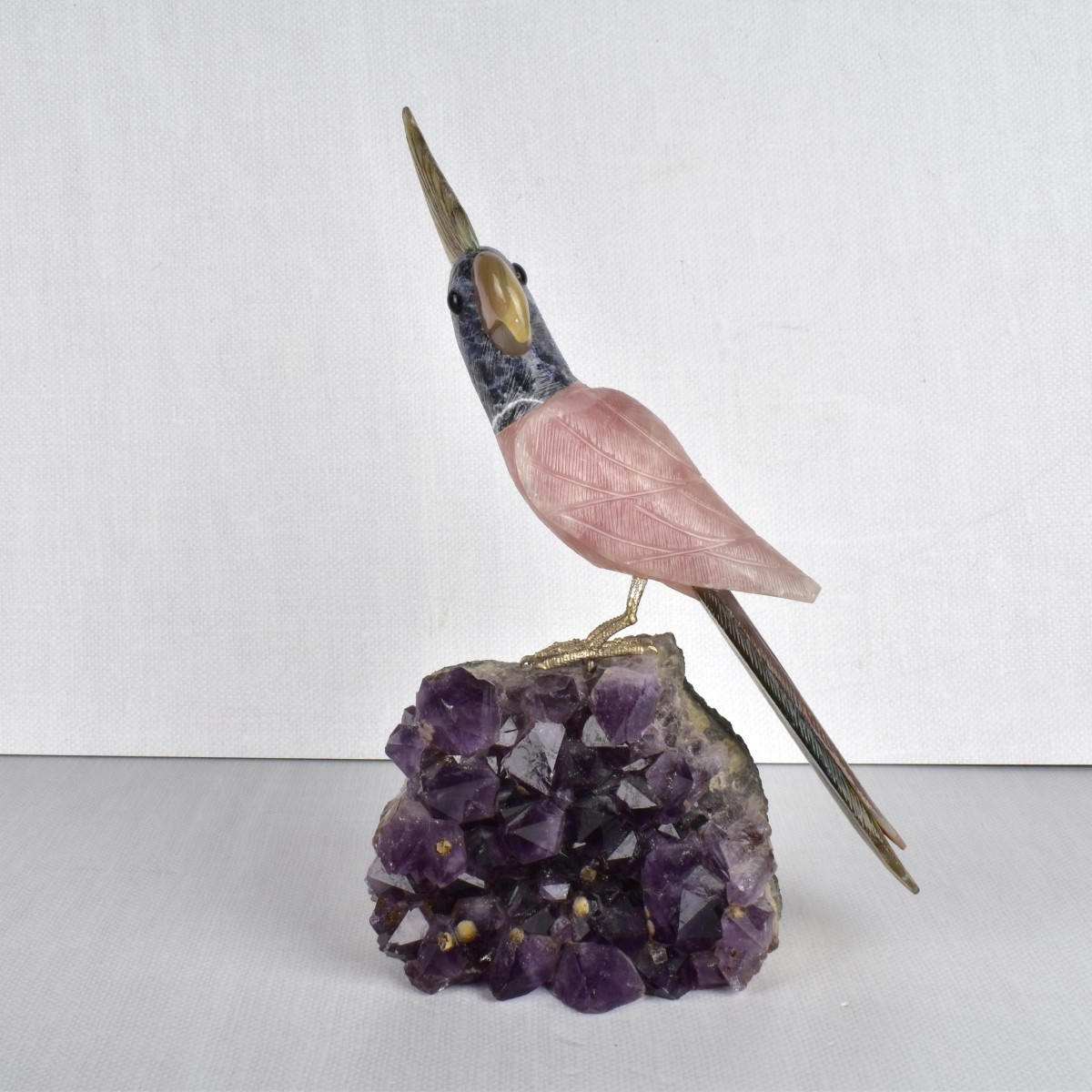 Carved Gemstone Cockatoo Figurine