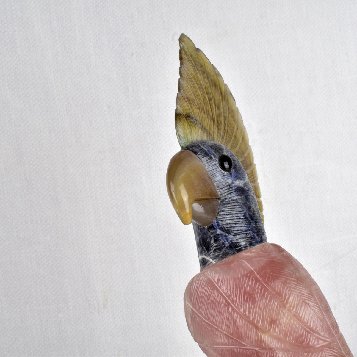 Carved Gemstone Cockatoo Figurine