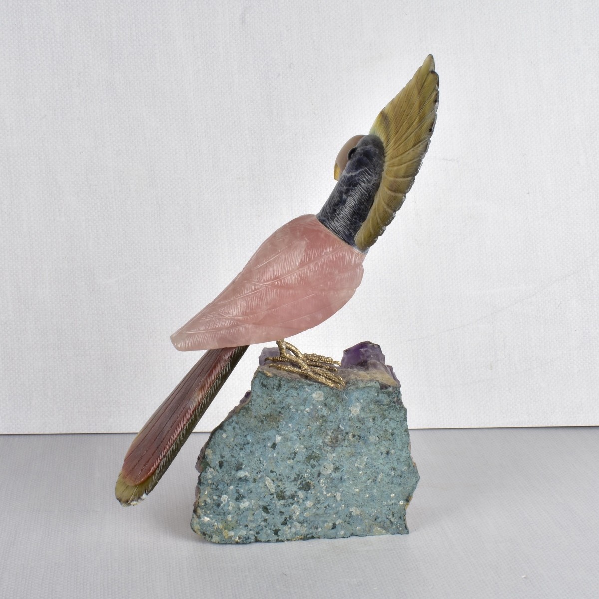 Carved Gemstone Cockatoo Figurine