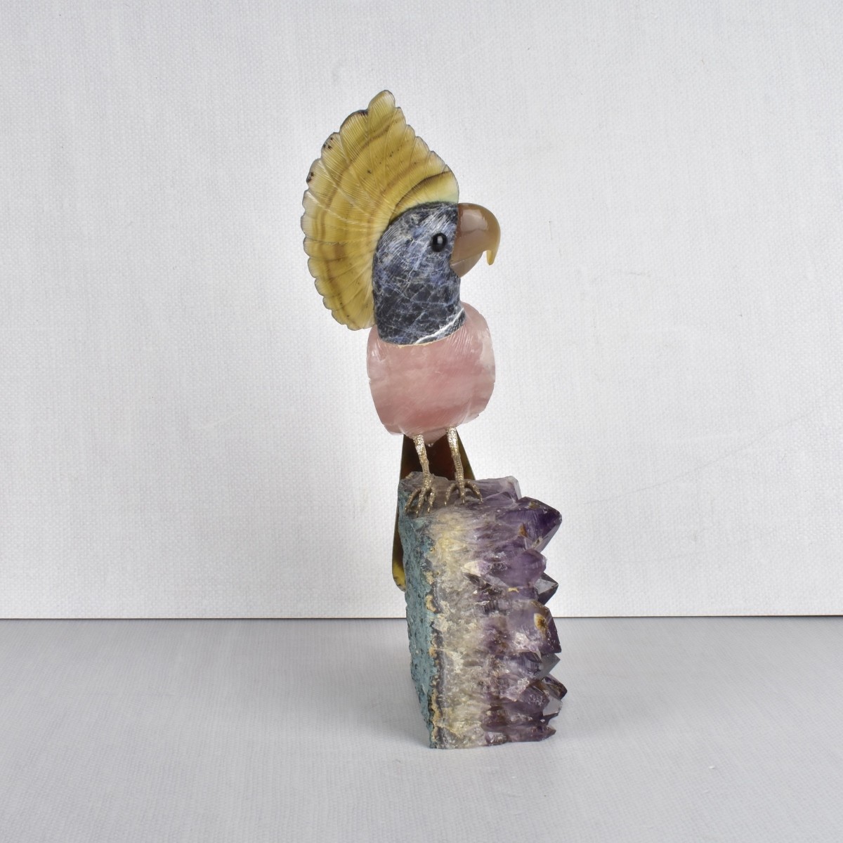 Carved Gemstone Cockatoo Figurine