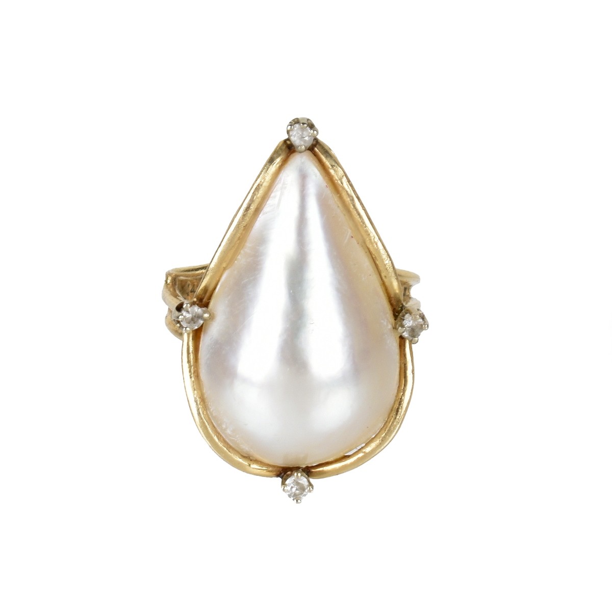 Pearl, Diamond and 14K Ring