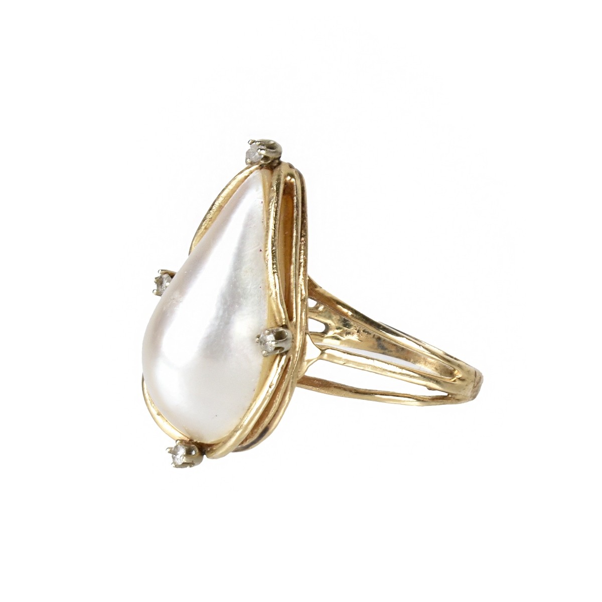 Pearl, Diamond and 14K Ring