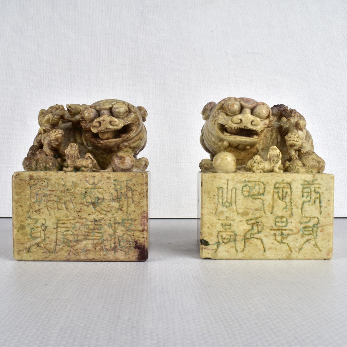 Chinese Soapstone Foo Dog Seals