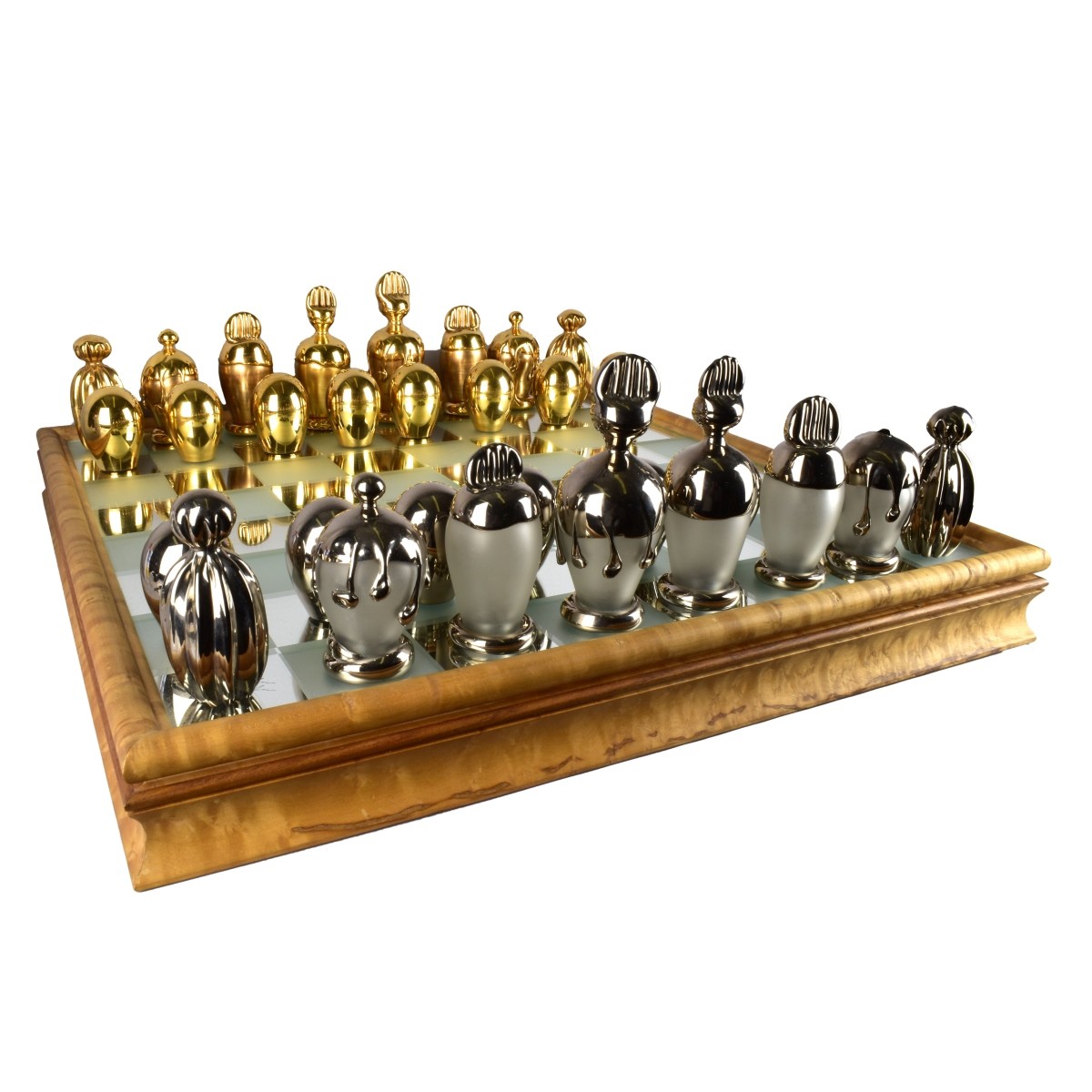 Large Chess Set and Art Glass Playing Pieces