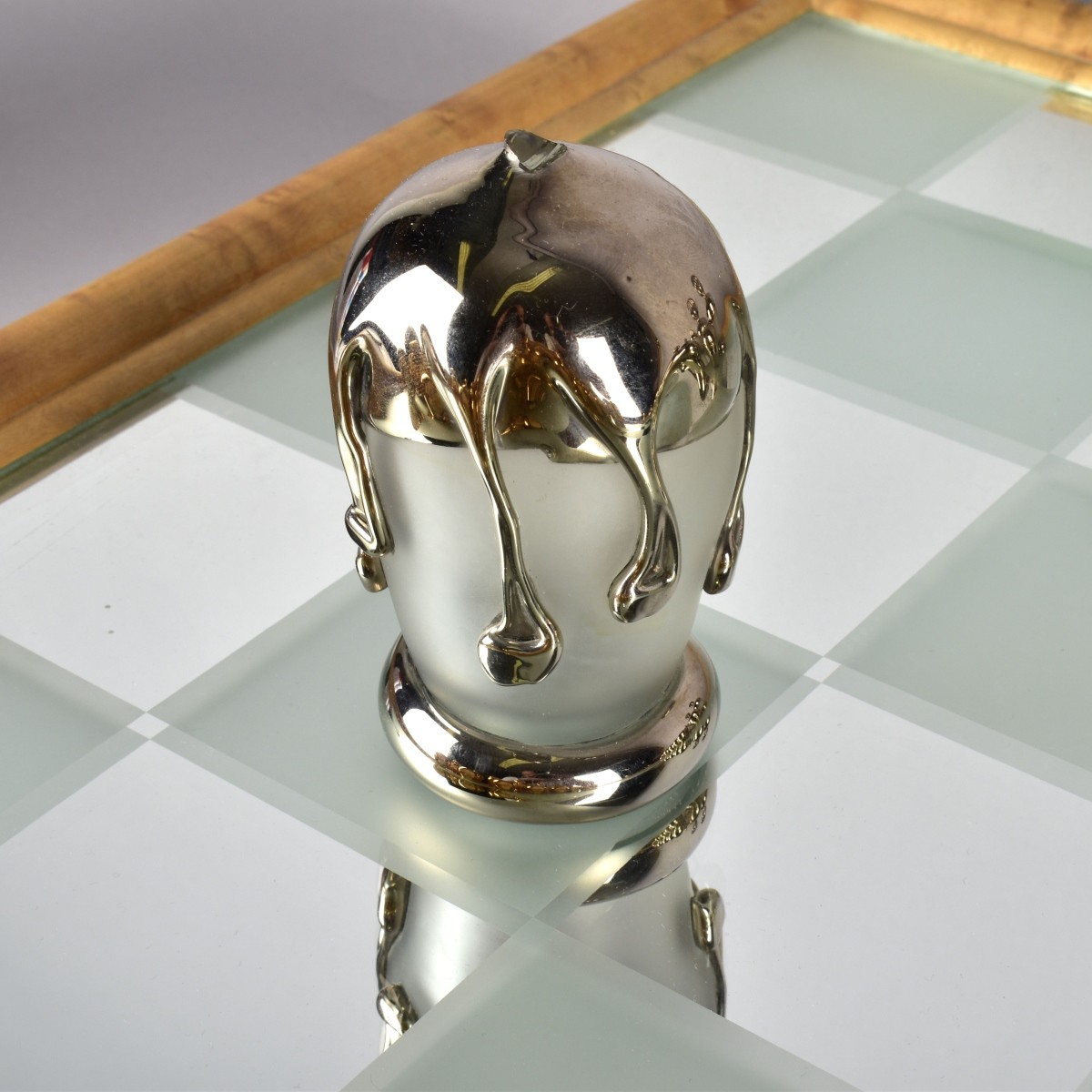 Large Chess Set and Art Glass Playing Pieces