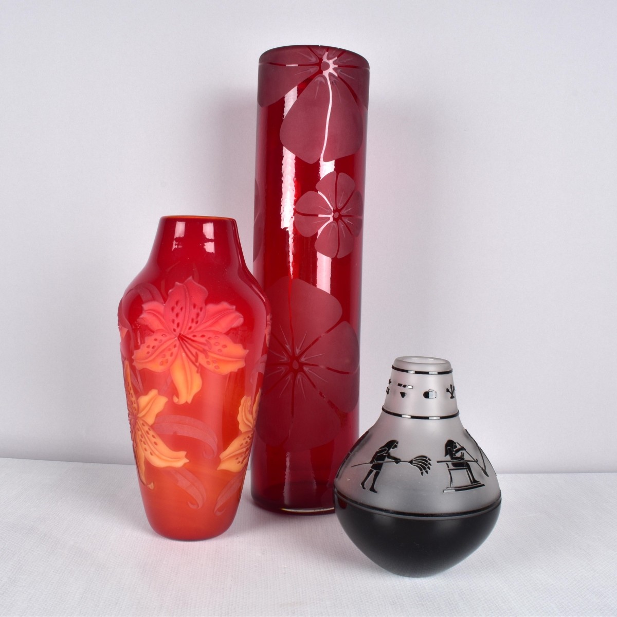 Modern Cameo Art Glass Vases