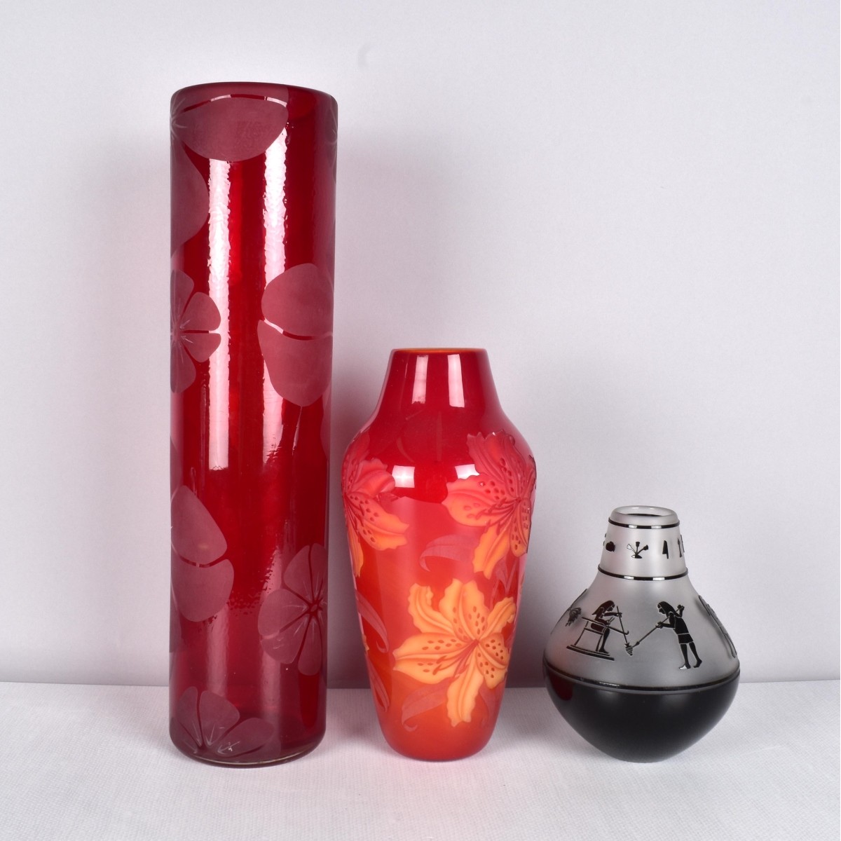 Modern Cameo Art Glass Vases