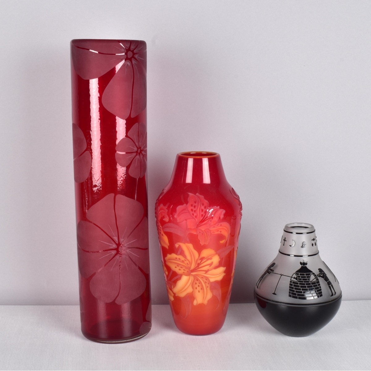 Modern Cameo Art Glass Vases