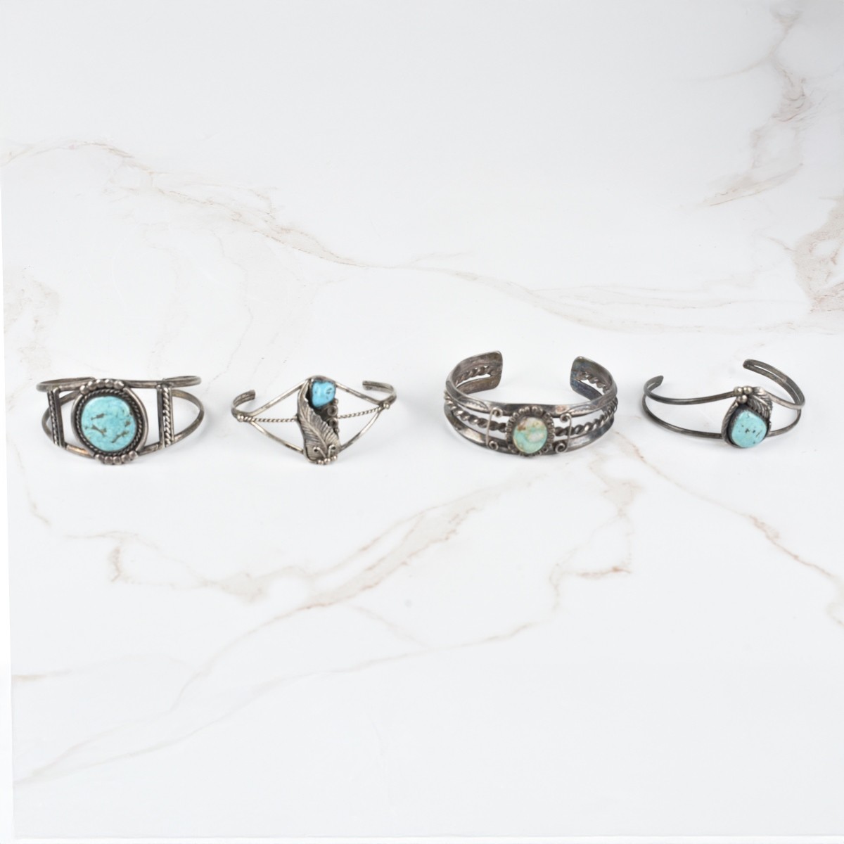 Turquoise and Silver Cuff Bracelets