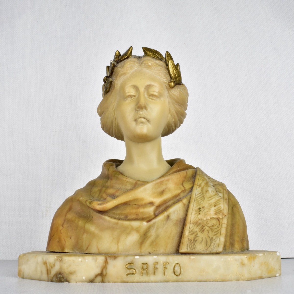 Antique Carved Marble Bust of Saffo