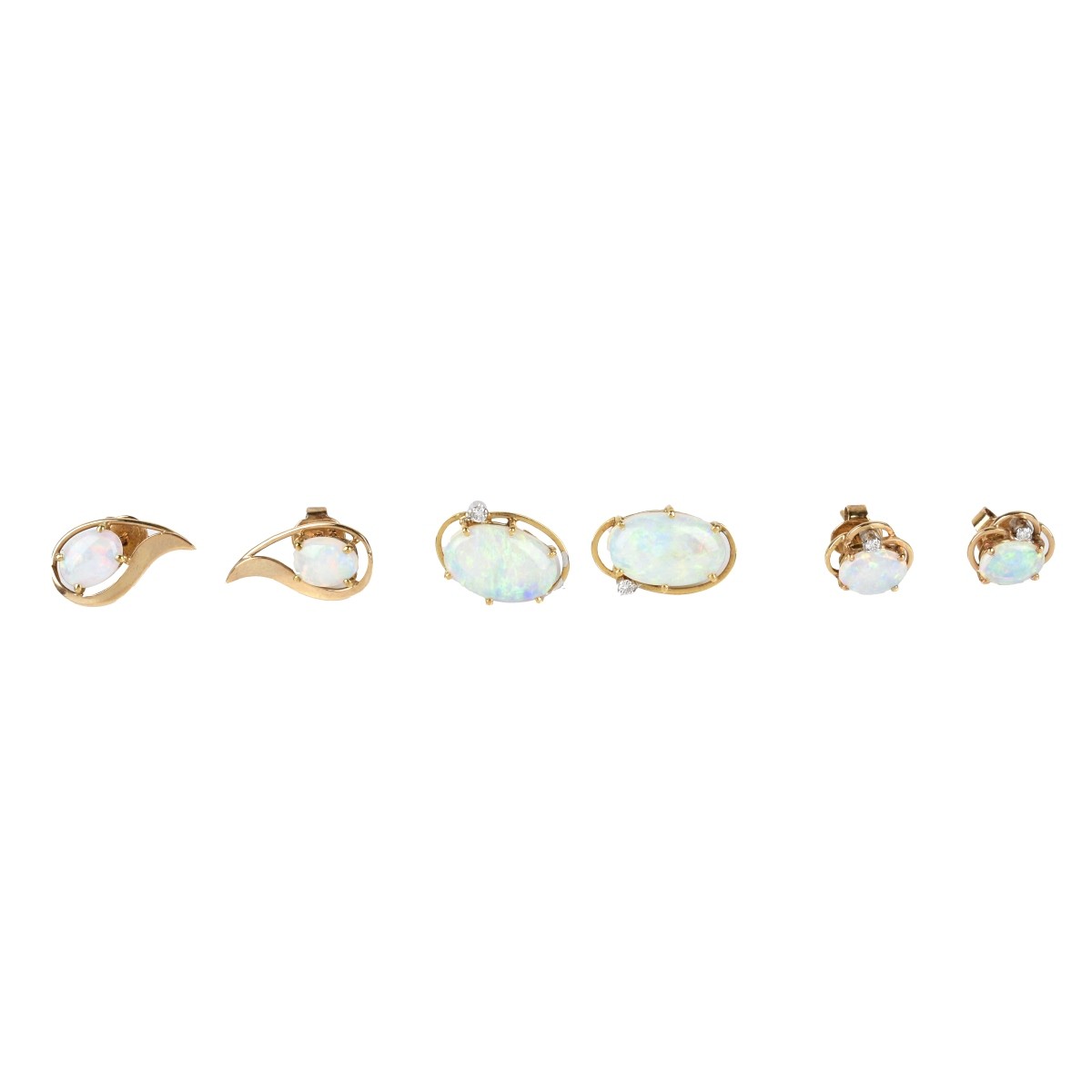 Opal, Diamond and 14K Ear Studs