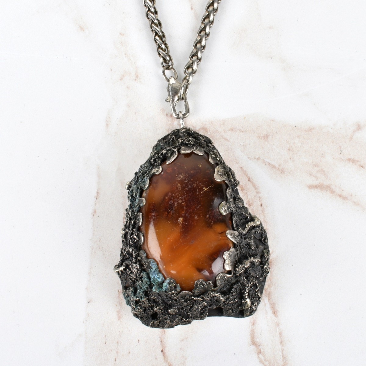 Amber and Silver Necklace