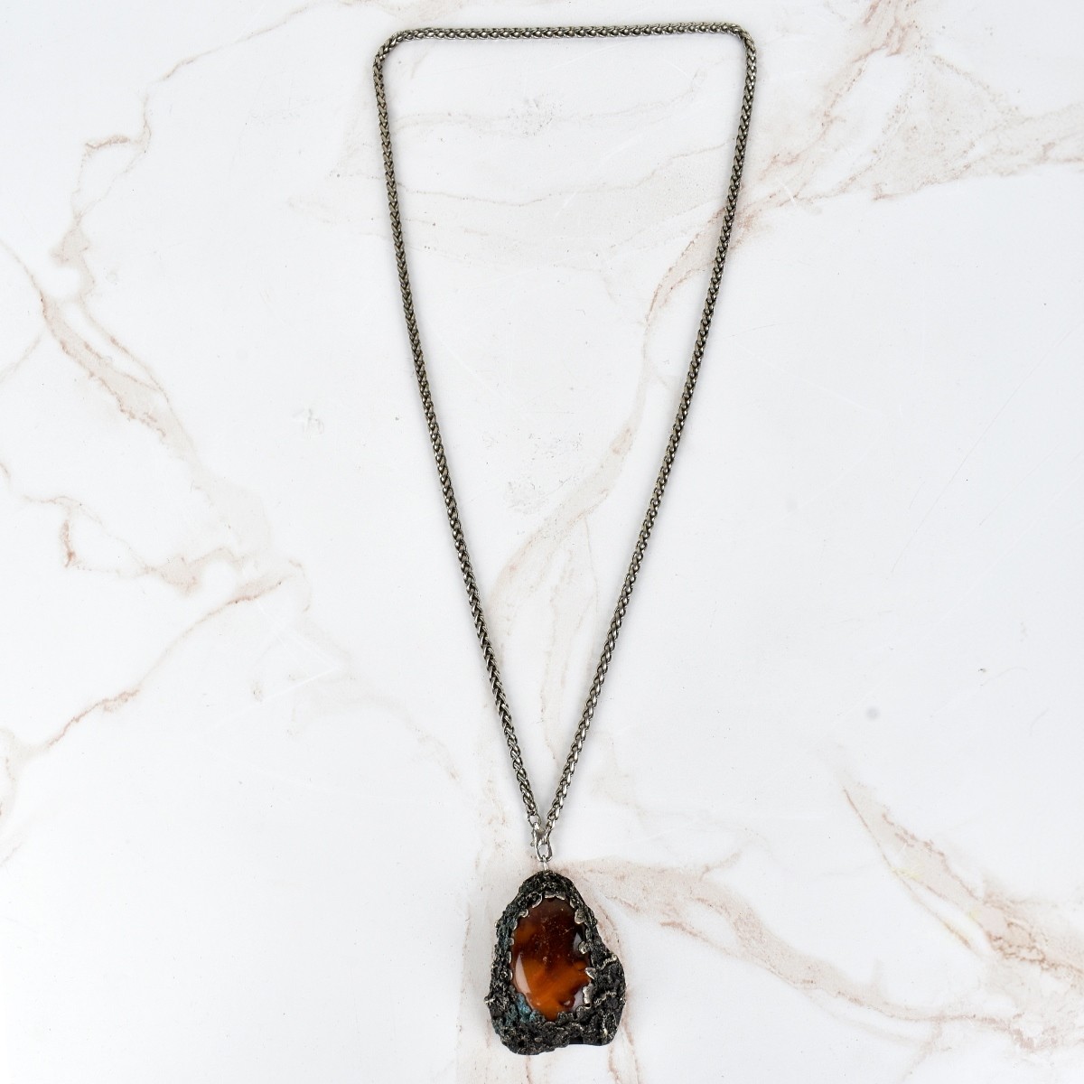 Amber and Silver Necklace