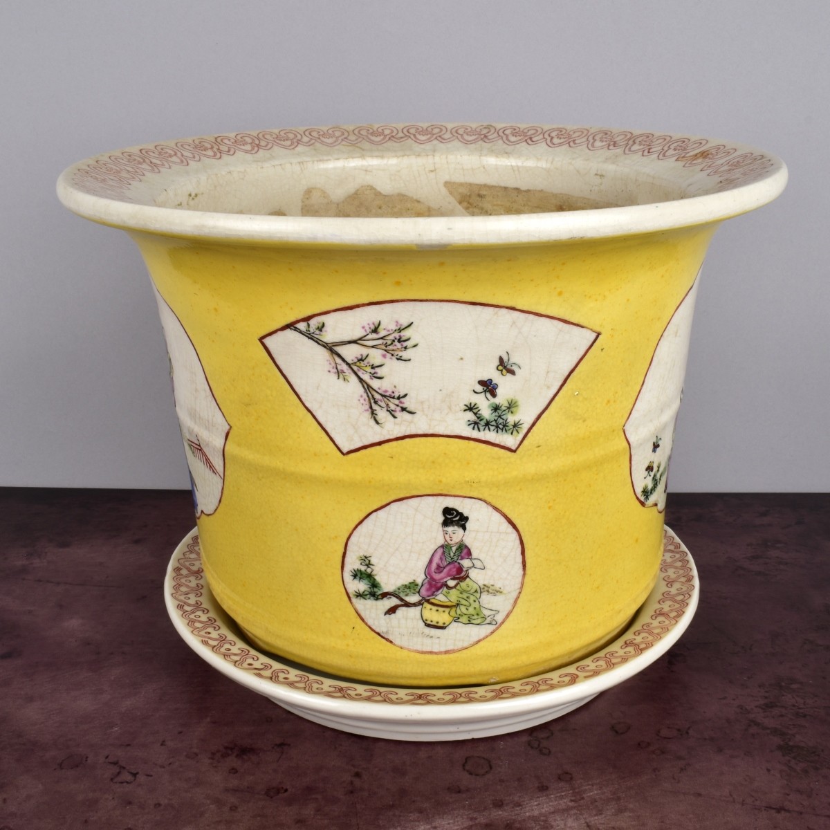 Chinese Porcelain Jardiniere w/ Underplate