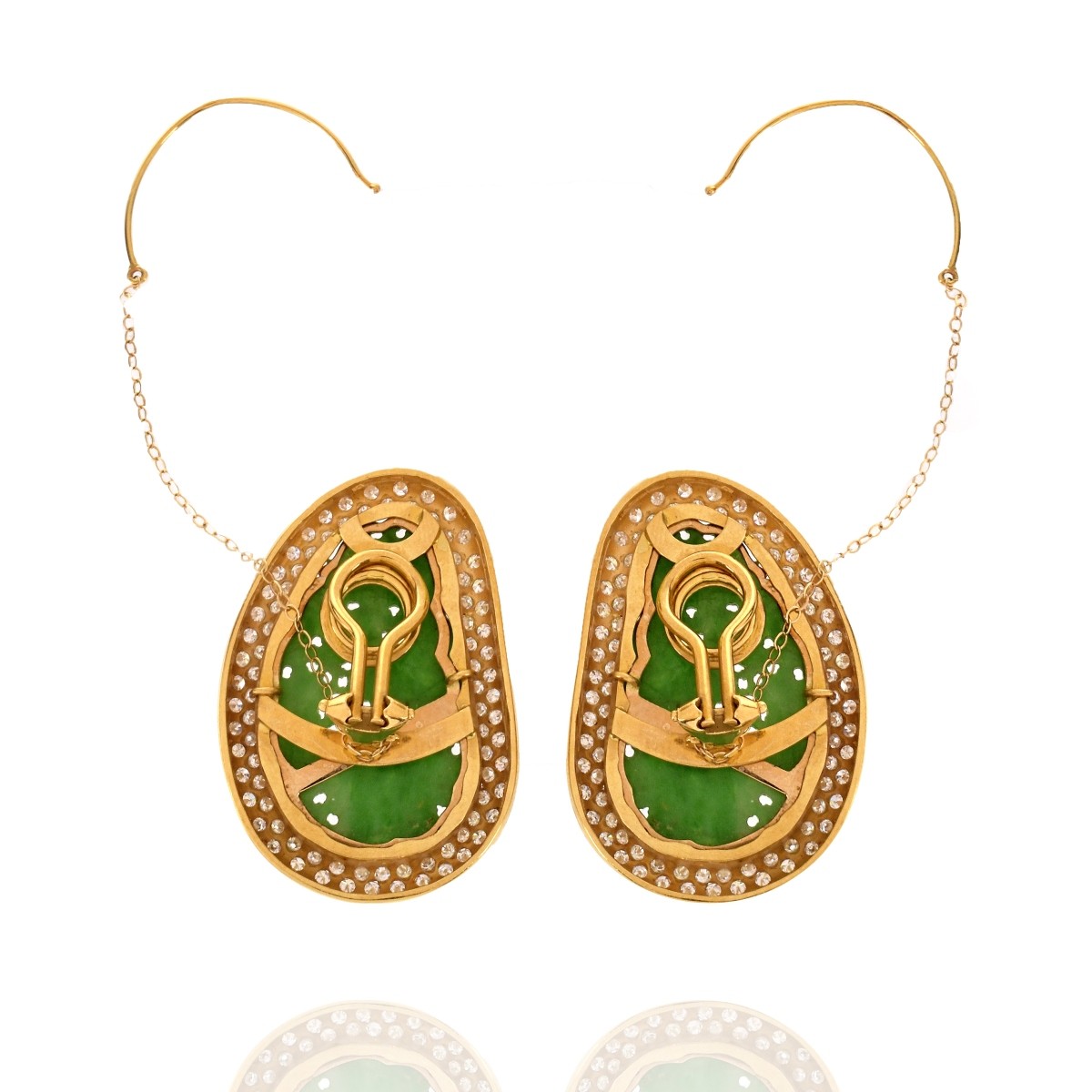 Jadeite, Diamond and 18K Earrings