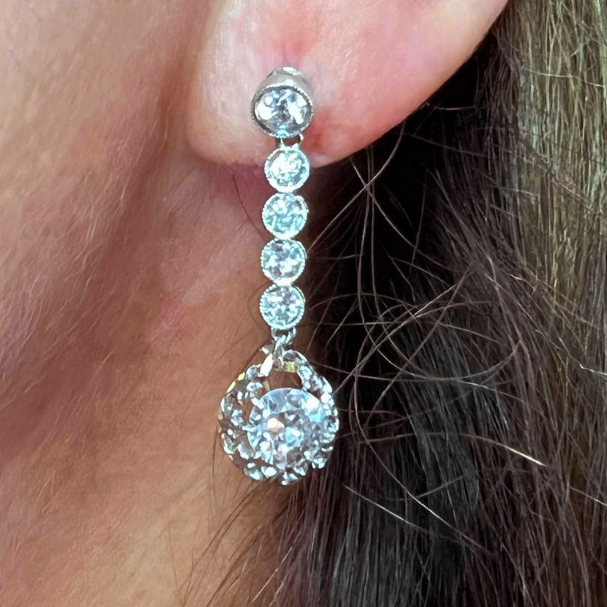 Diamond, Platinum and 18K Earrings