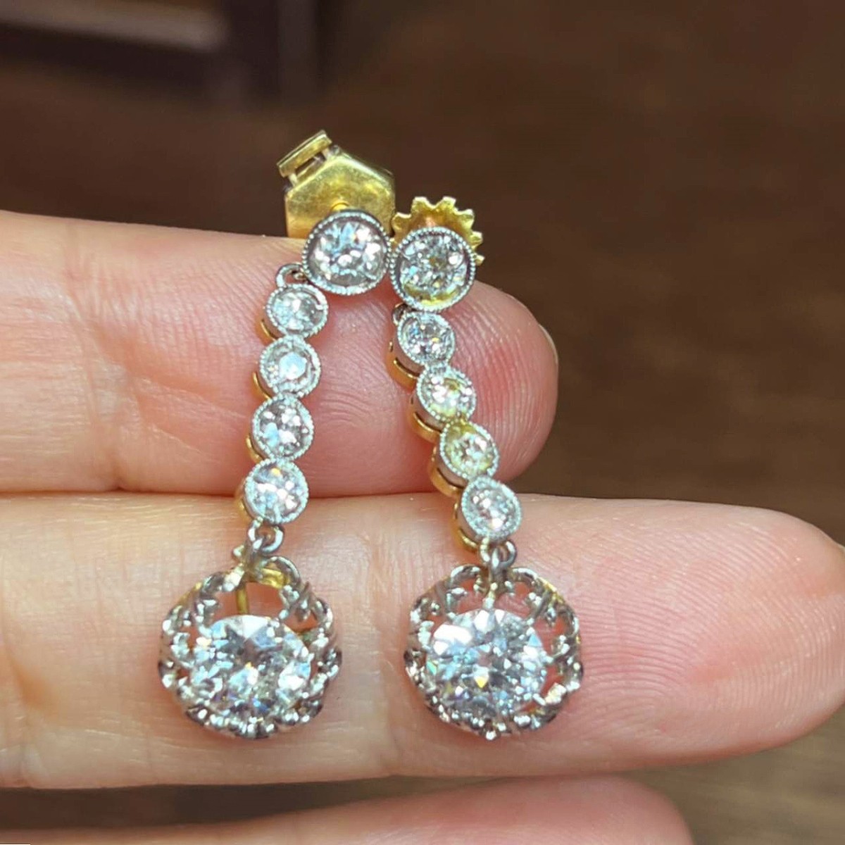 Diamond, Platinum and 18K Earrings