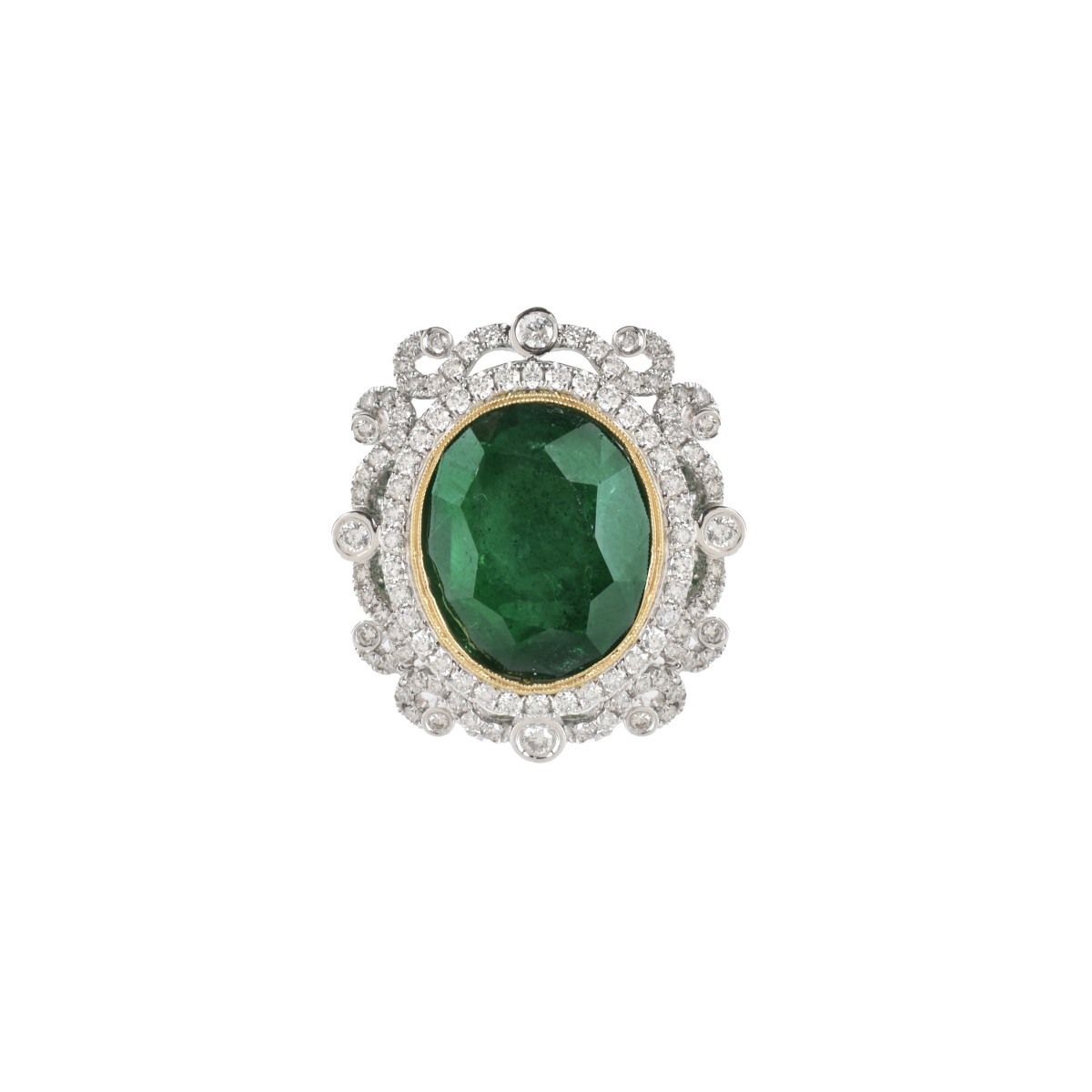 Emerald, Diamond and 18K Ring