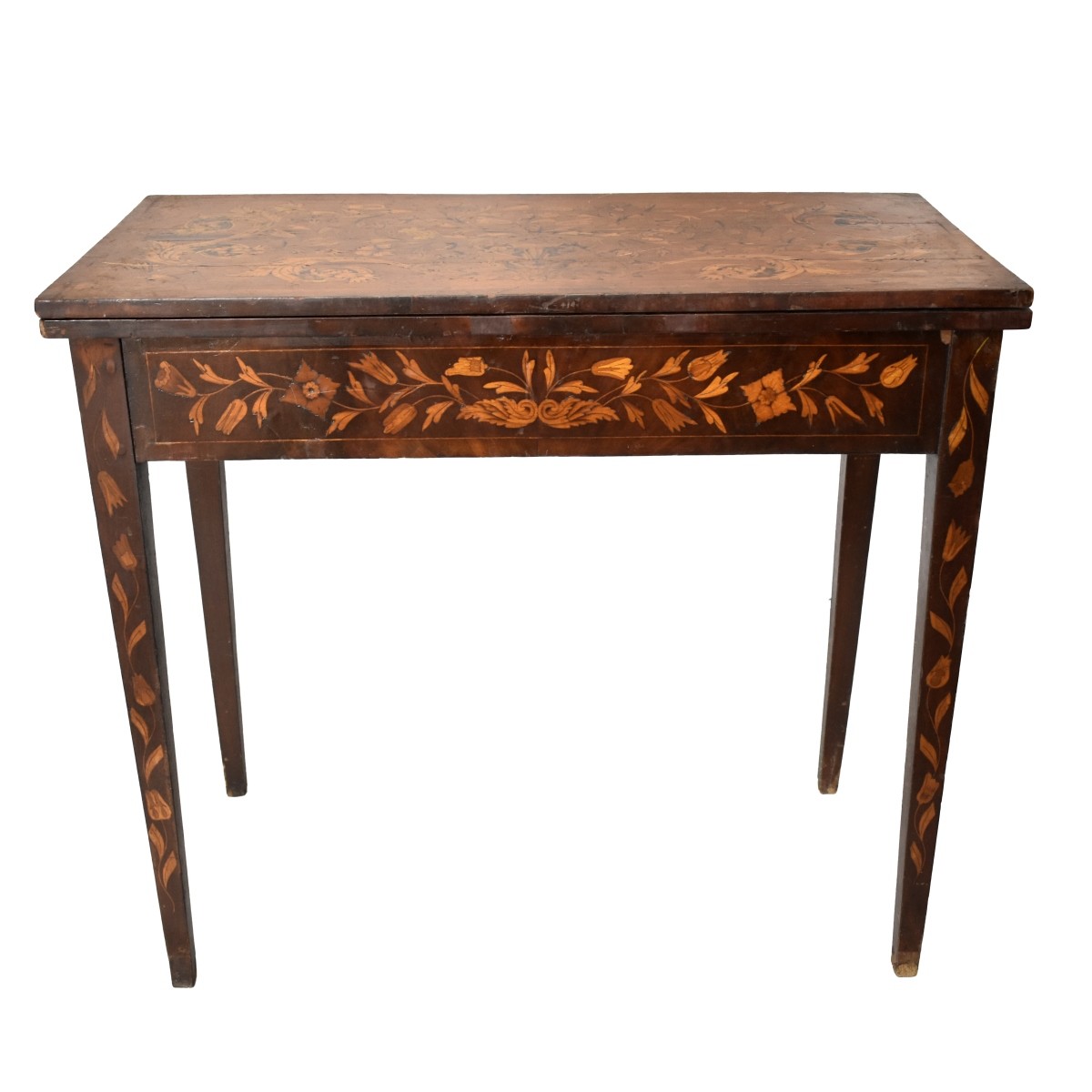 19th C. Dutch Marquetry Inlaid Game Table